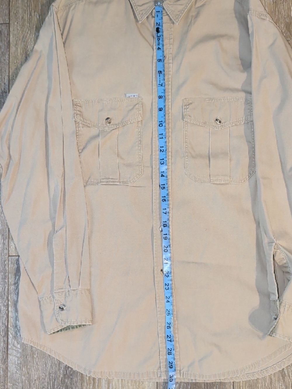 Vintage Carhartt Men's Work Shirts Pair - Tan & Olive Green - Picture 3 of 11
